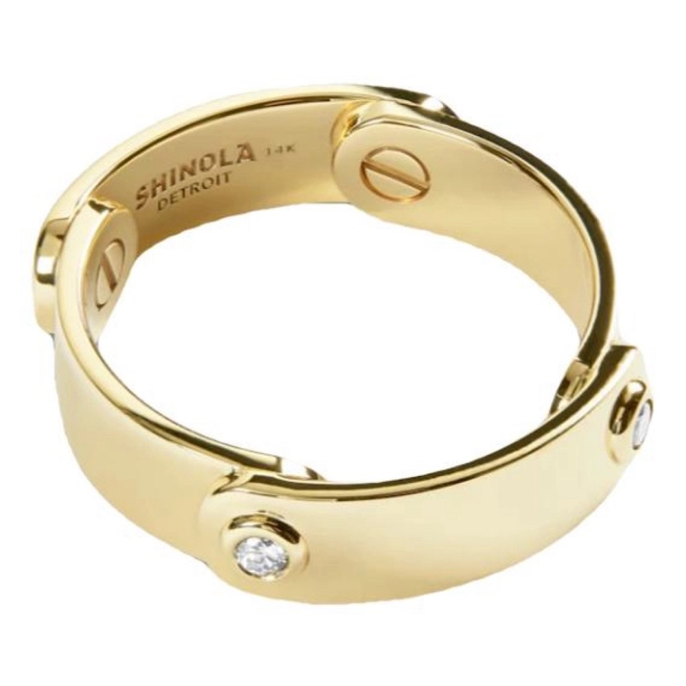 Shinola Gold and Diamond Rivet Ring